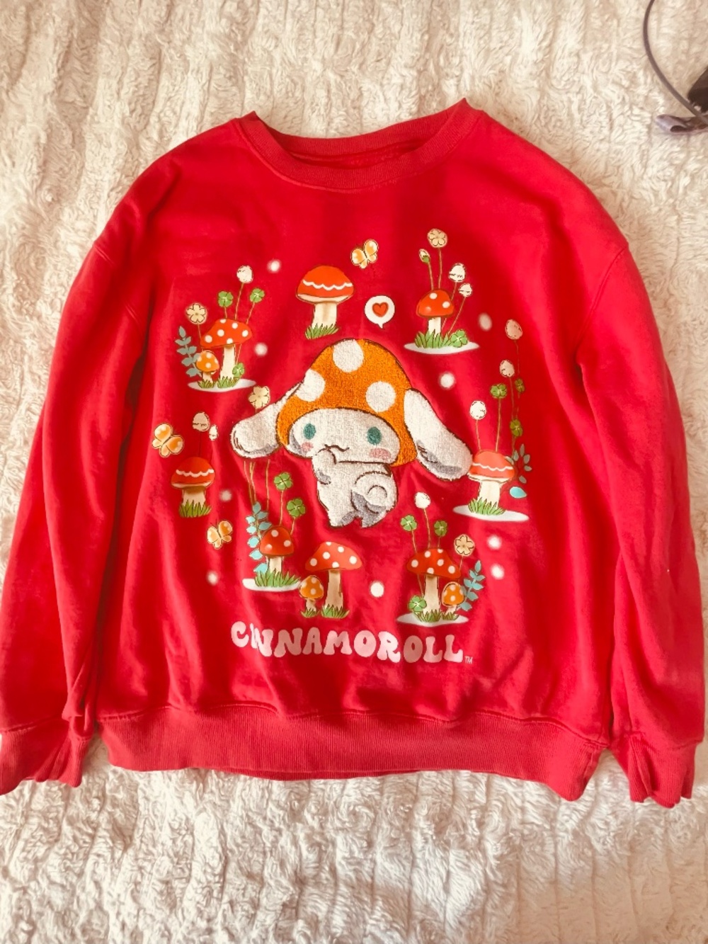 NWOT Cinnamoroll Mushroom Sweatshirt Sanrio Red Graphic Pullover